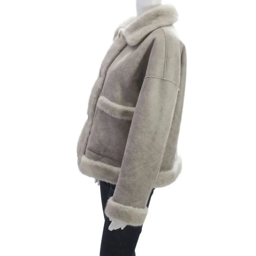 Repeat Luxury Women Basic Jacket Gray Polyester Button Long Sleeve Size S